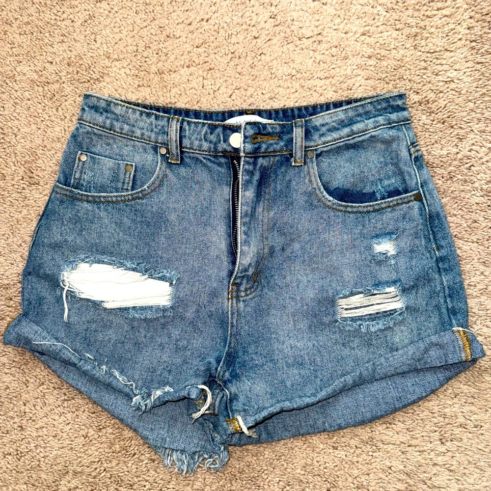 High Waisted Distressed Jean Shorts Women’s 5/6